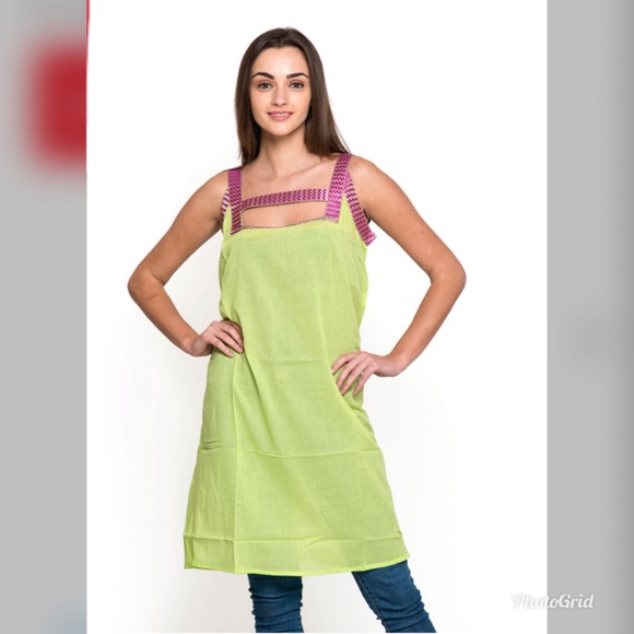 Sweaters - Lime Green and Purple Cotton Lace Tunic